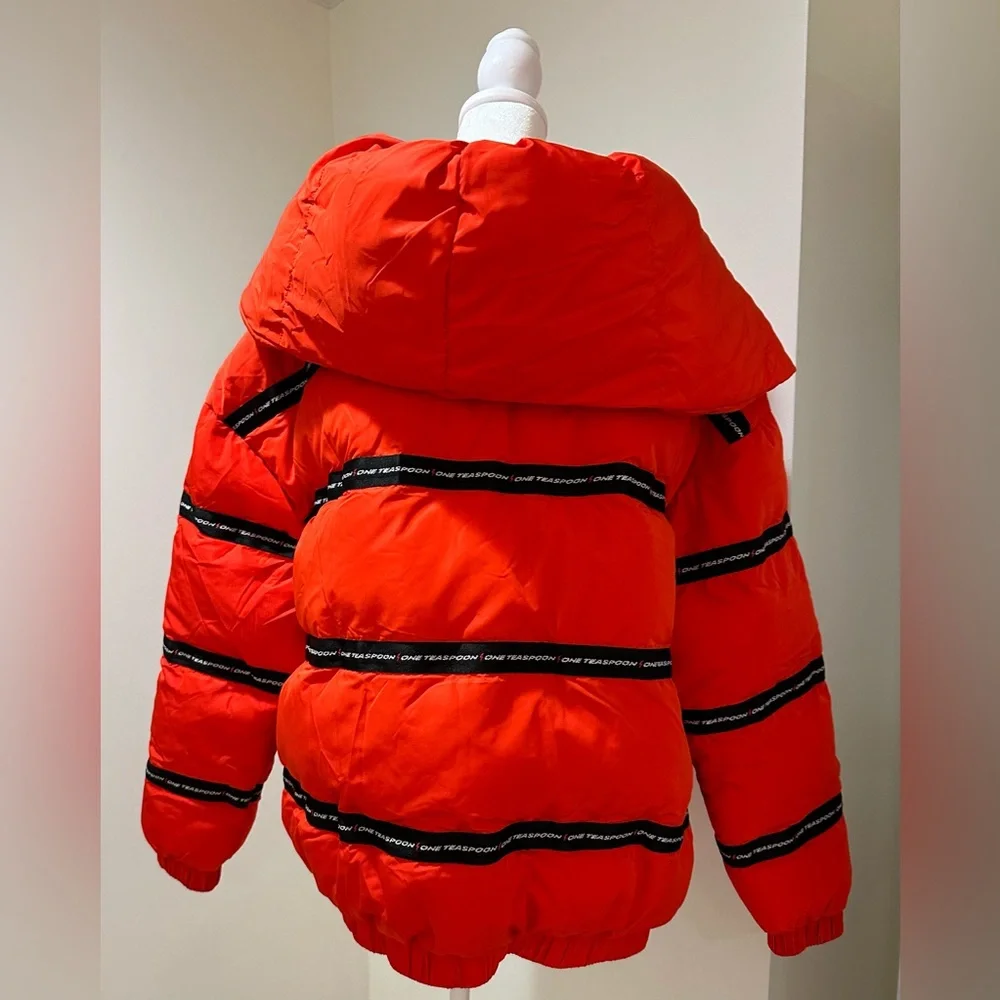 One Teaspoon Addicted Puffa Jacket Hooded Red NWT Size XS - Picture 4 of 11